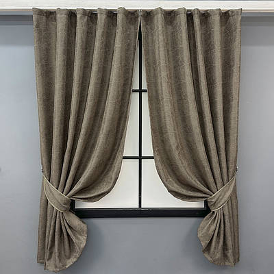 Комплект (2шт. 1,3х1,7м.) коротких штор з жакарду, колекція "Viva Marmo". Колір какао. Код 1782ш 35-0370