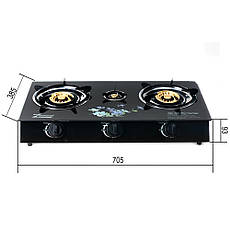 Газова плита AYGAZ 972 настільна 3 конфорки (скло) (JS), фото 3