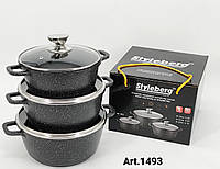 Набір круглих каструль Styleberg st-1493 6 предметів чорний