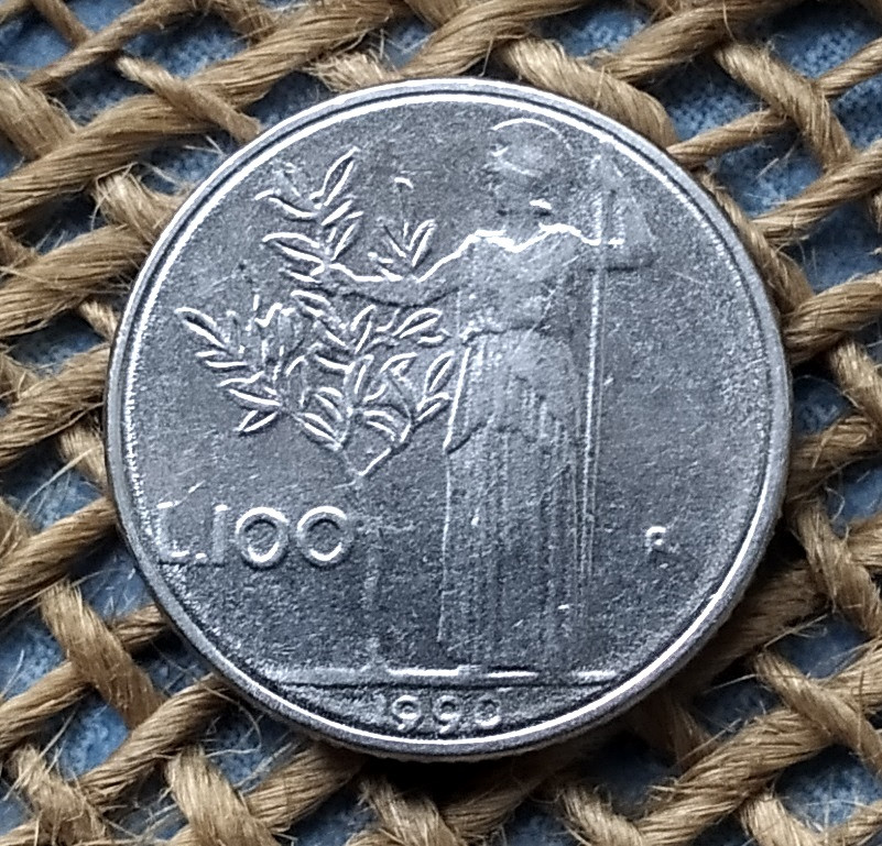 100 лiр 1990 року. Iталiя, фото 1
