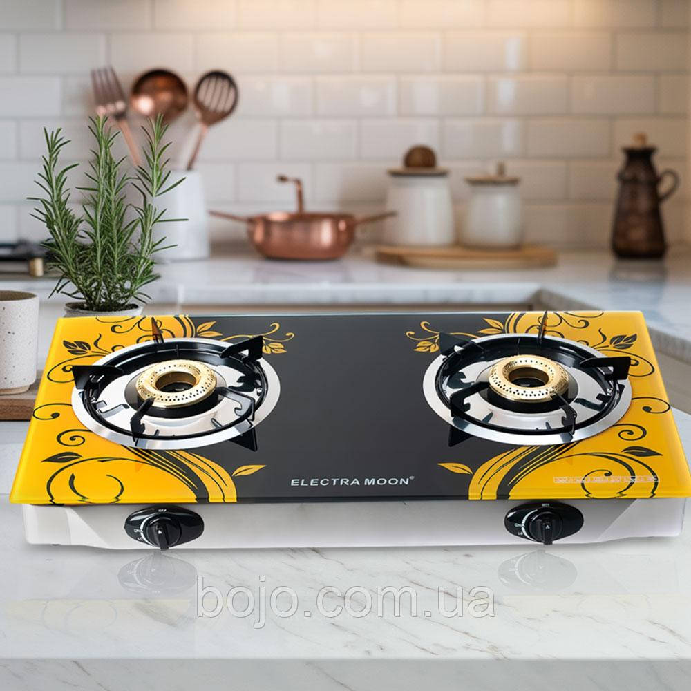Газова плита ELECTRA MOON 1666 настільна – 2 конфорки, скляна поверхня (JS)