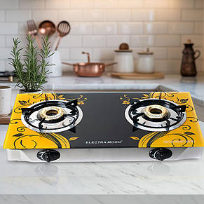 Газова плита ELECTRA MOON 1666 настільна – 2 конфорки, скляна поверхня (JS), фото 1