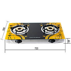 Газова плита ELECTRA MOON 1666 настільна – 2 конфорки, скляна поверхня (JS), фото 3