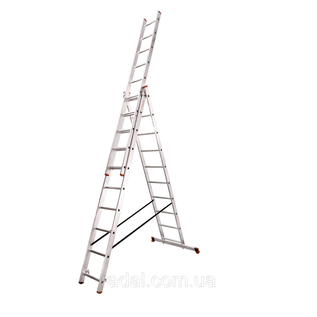 Драбина алюмінієва трьохсекційна SCALA.TOP FLEXIREACH 3x10 сходинок, фото 1