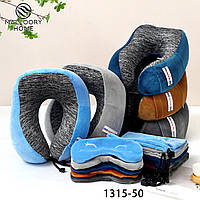 М'яка дорожня подушка-підголівник для шиї (з маскою для сну) рогалик ортопедична для подорожей меморі.