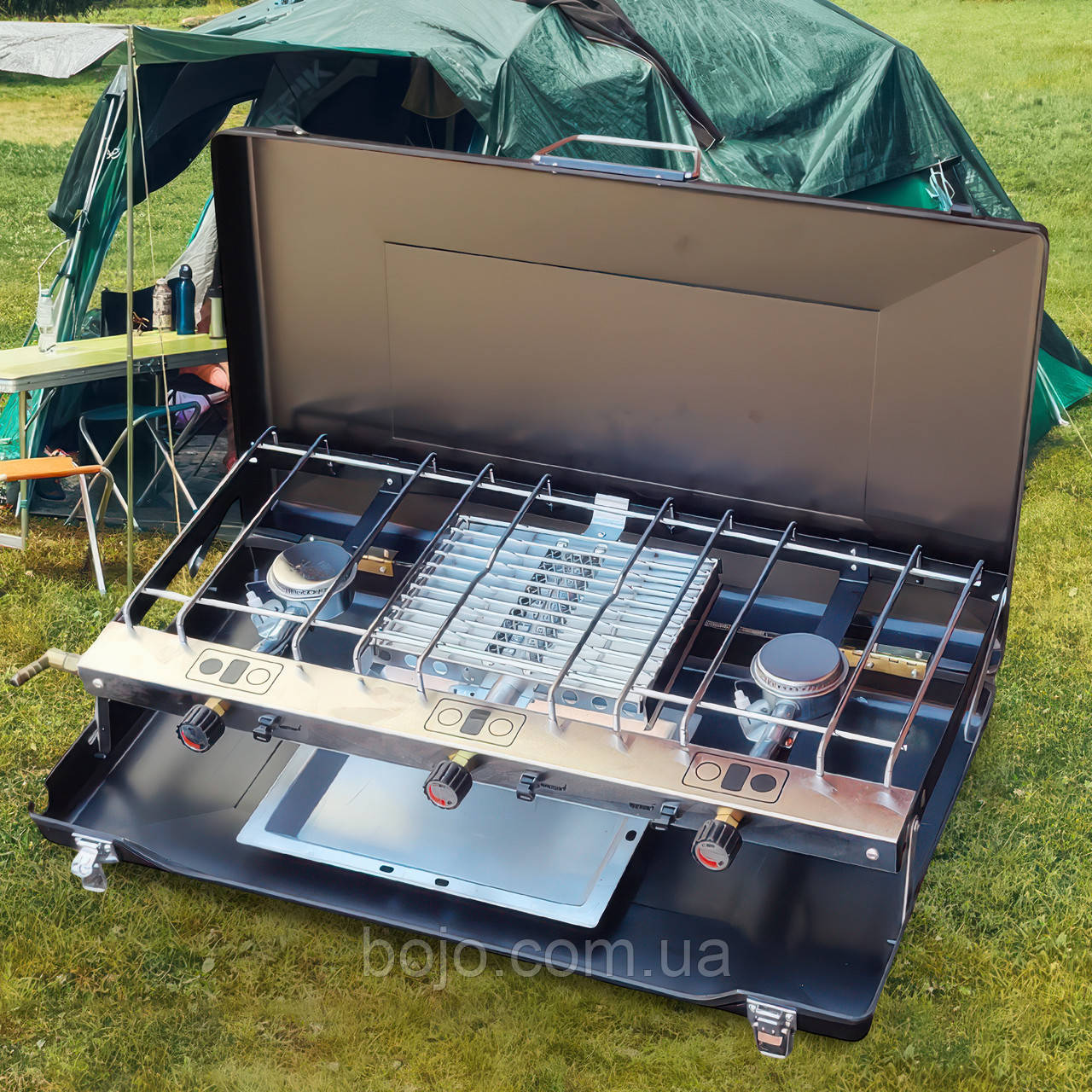 Портативна складна газова плита-гриль з п'єзопідпалом для кемпінгу 1882 (JS)