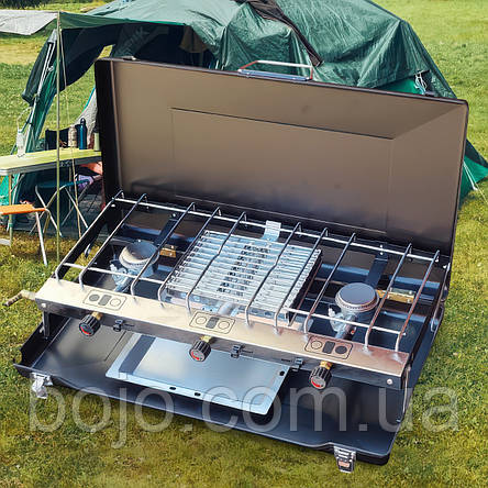 Портативна складна газова плита-гриль з п'єзопідпалом для кемпінгу 1882 (JS), фото 1