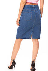 Джинсова спідниця жіноча класична, довжина до коліна, високий пояс повномірні розміри від 46 до 50, фото 3