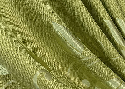 Шторна тканина льон рогожка "Листя". Колір оливковий. Код 1784ш
