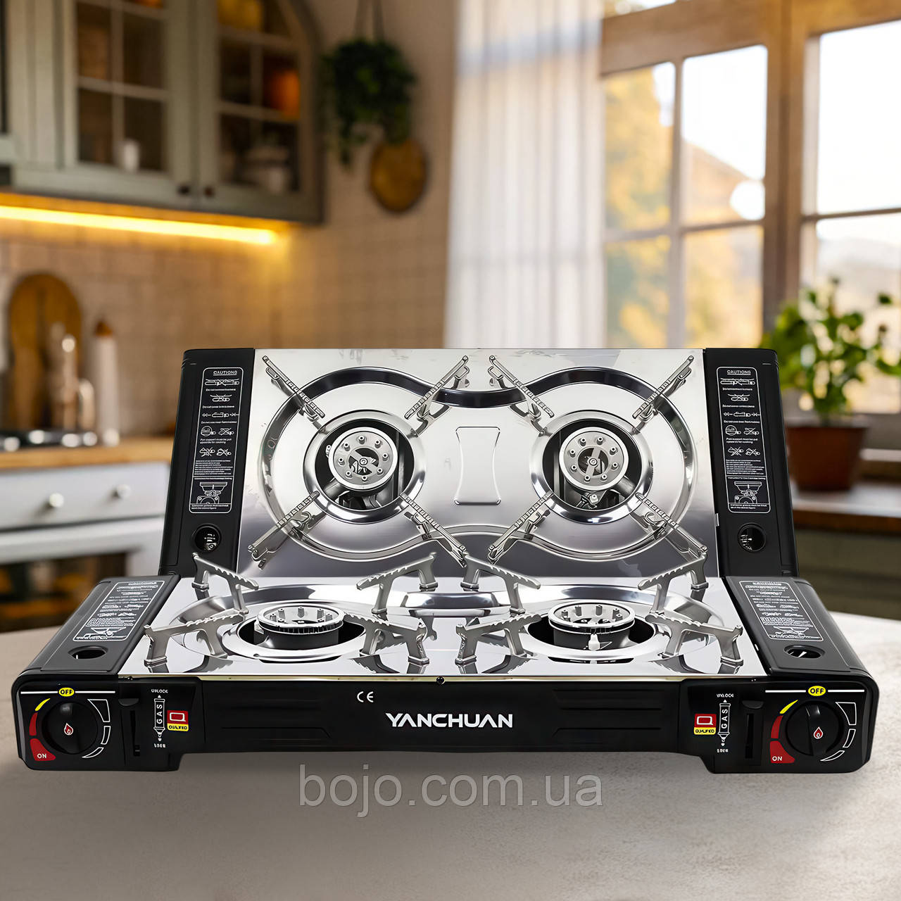 Переносна газова плита з адаптером YANCHUAN "Турист " 1449  на 2 пальники (JS)
