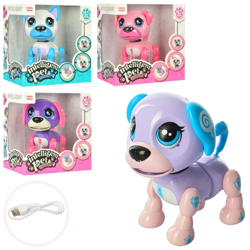 Муз.собачка W5599-1,4 виду мікс, зарядка юсб