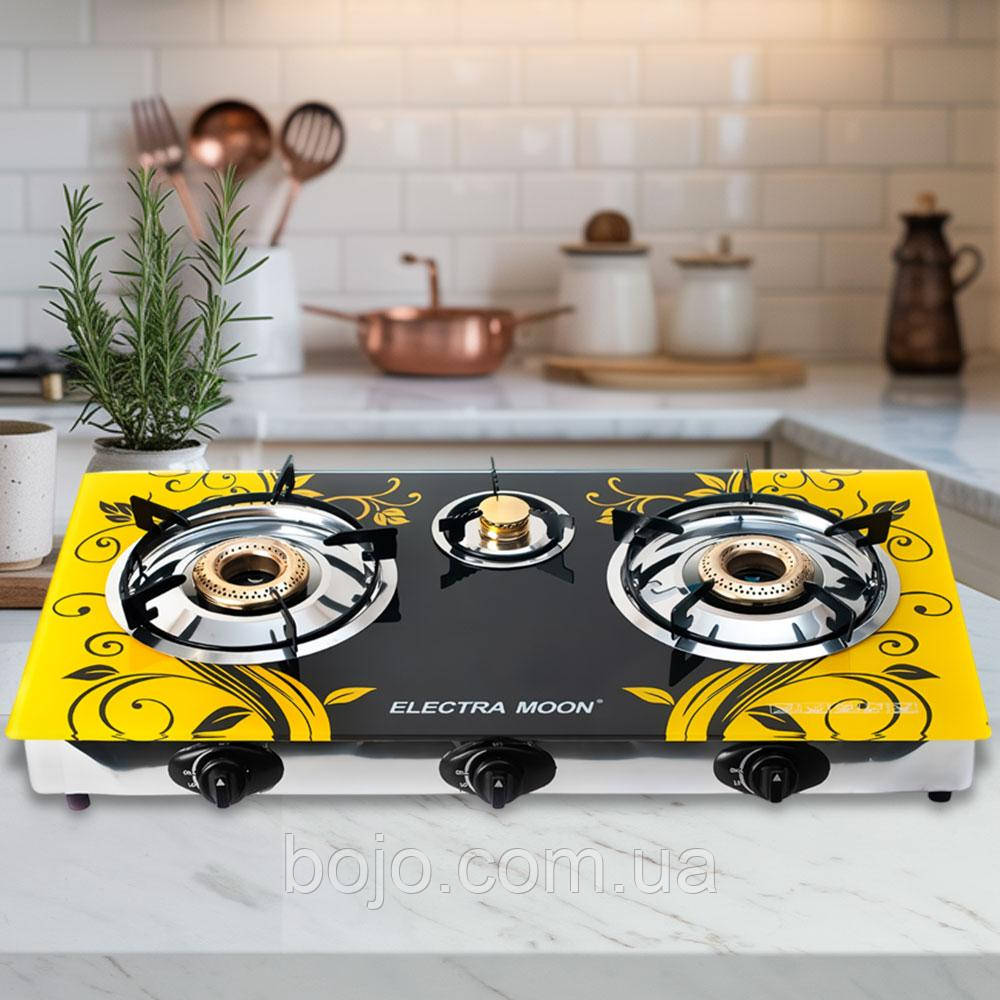 Газова плита ELECTRA MOON 1665 настільна – 3 конфорки, скляна поверхня (JS)