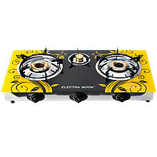 Газова плита ELECTRA MOON 1665 настільна – 3 конфорки, скляна поверхня (JS), фото 2