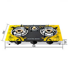 Газова плита ELECTRA MOON 1665 настільна – 3 конфорки, скляна поверхня (JS), фото 3