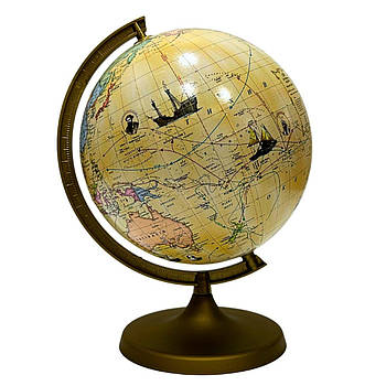 Глобус настільний діаметр 22 см GLOWALA на пластиковій ніжці з трасами першовідкривачів 2342 (укр., англ.)