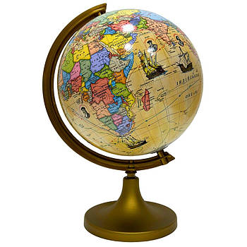 Глобус настільний діаметр 25 см GLOWALA на пластиковій ніжці з трасами першовідкривачів 1017 (укр.)