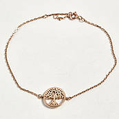 Браслет золотий на руку тонкий ланцюжок з підвіскою Деревом життя 16-19 см