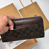 Чоловічий брендовий гаманець на блискавці Coach (1380) brown, фото 5