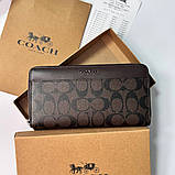 Чоловічий брендовий гаманець на блискавці Coach (1380) brown, фото 2