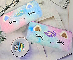 Пенал-косметичка хутряний Мордочка Єдиноріг