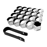 Захисні хромовані заглушки ковпачки на болти 17 мм комплект 20 шт.