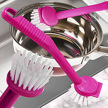 Щітка для миття посуду з гачком для підвішування та скребком, Малиновий (YAB)