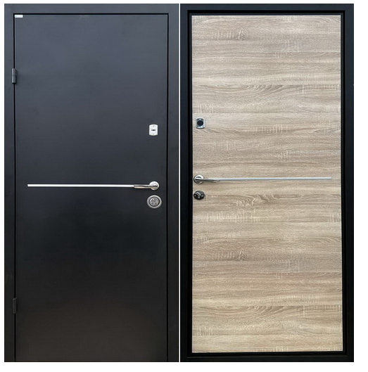 Двері вхідні Прайм Лайт Метал/МДФ Дуб Санома Ліва 96 смХ2050 см порошкове фарбування Бастіон, фото 1