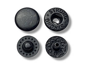 Кнопка металева Альфа 10 мм. Туреччина колір чорний-нікель (50 шт. у пакованні)