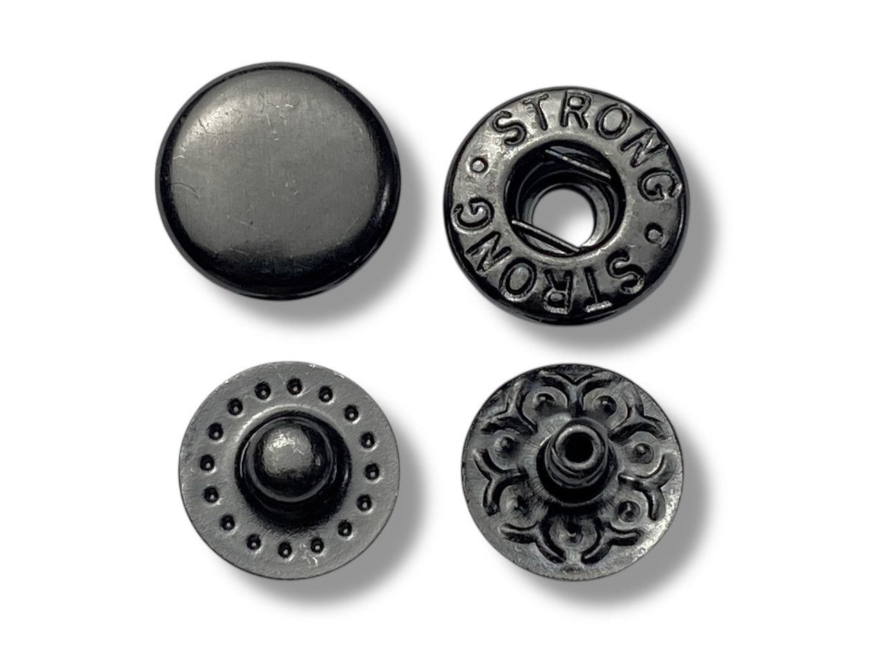 Кнопка металева Альфа 10 мм. Туреччина колір темний-нікель (50 шт. у пакованні), фото 1