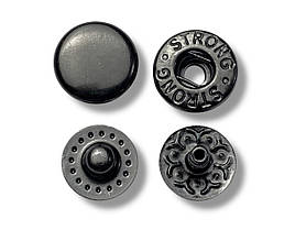 Кнопка металева Альфа 10 мм. Туреччина колір темний-нікель (50 шт. у пакованні)