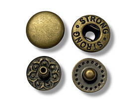 Кнопка металева Альфа 10 мм. Туреччина колір антик (50 шт. у пакованні)