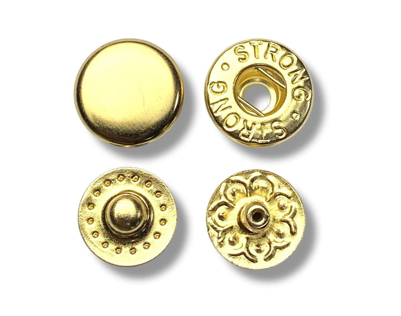 Кнопка металева Альфа 10 мм. Туреччина колір золото (720 шт. в упаковці), фото 1