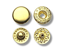 Кнопка металева Альфа 10 мм. Туреччина колір золото (50 шт. у пакованні)
