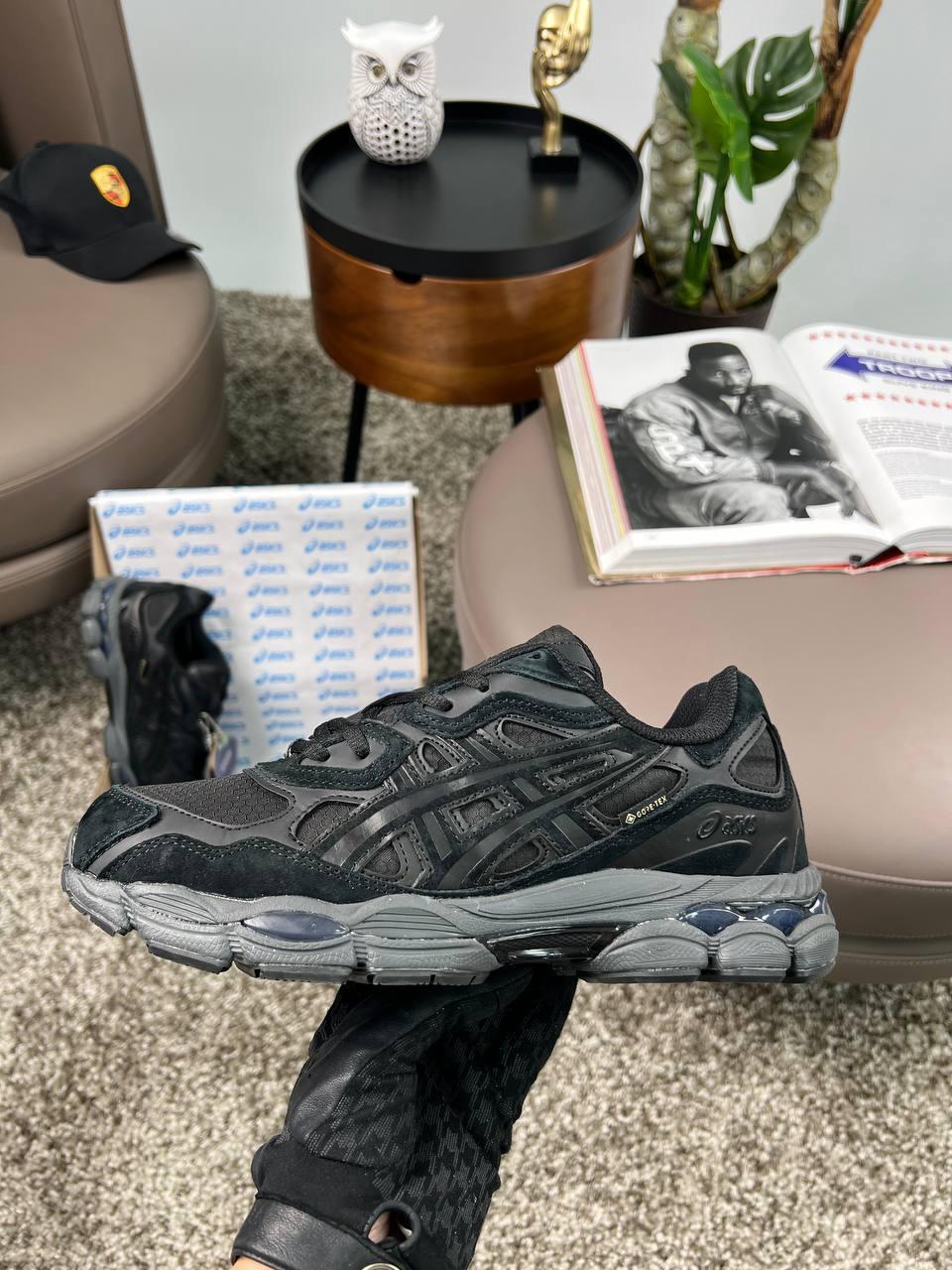 Чоловічі кросівки замша текстиль ASICS Gel-NYC Gore-Tex Black Grey, кеди Асикс термо. Чоловіче взуття