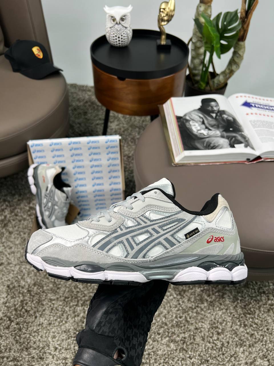 Чоловічі кросівки замша текстиль ASICS Gel-NYC Gore-Tex Light Grey White, кеди Асикс термо. Чоловіче взуття
