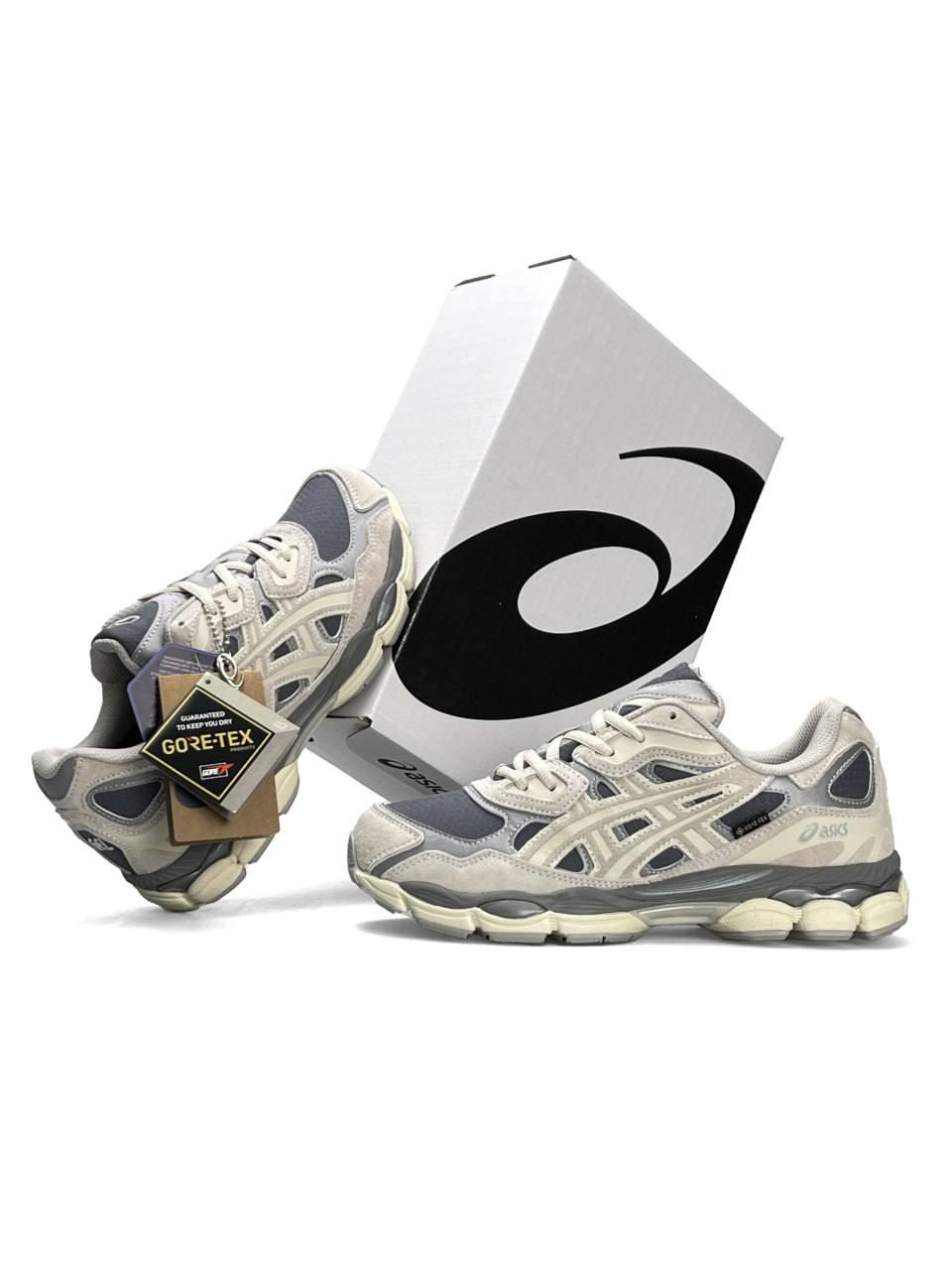 Чоловічі кросівки замша текстиль ASICS Gel-NYC Gore-Tex Beige Grey, кеди Асикс термо бежеві. Чоловіче взуття, фото 1