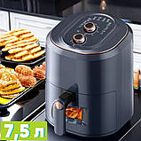 Аерогриль Volyx 7.5 л аерофритюрниця мультипіч електрична мультиварка AirFryer Extra Large Capacity, фото 2