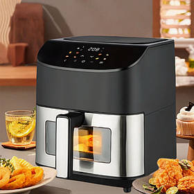 Фритюрниця безмасляна сенсорна Hoffmans НМ-785 аерогриль 8л з таймером та знімною чашею для дому 2000W