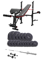 Набір Elitum Titan 68кг з лавою HS-1055 Pro, штангою та гантелями