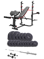 Набір Elitum Titan 68кг з лавою HS-1065HB Pro, штангою та гантелями