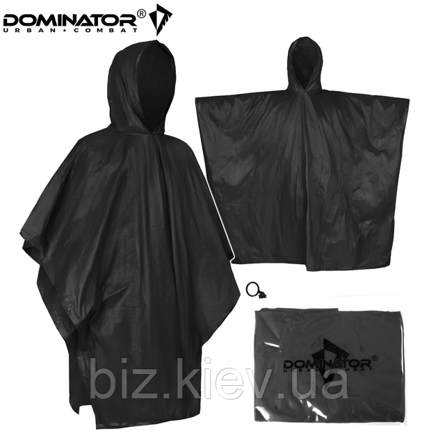 Дощовик - пончо з капюшоном «Dominator» one size чорний, фото 1