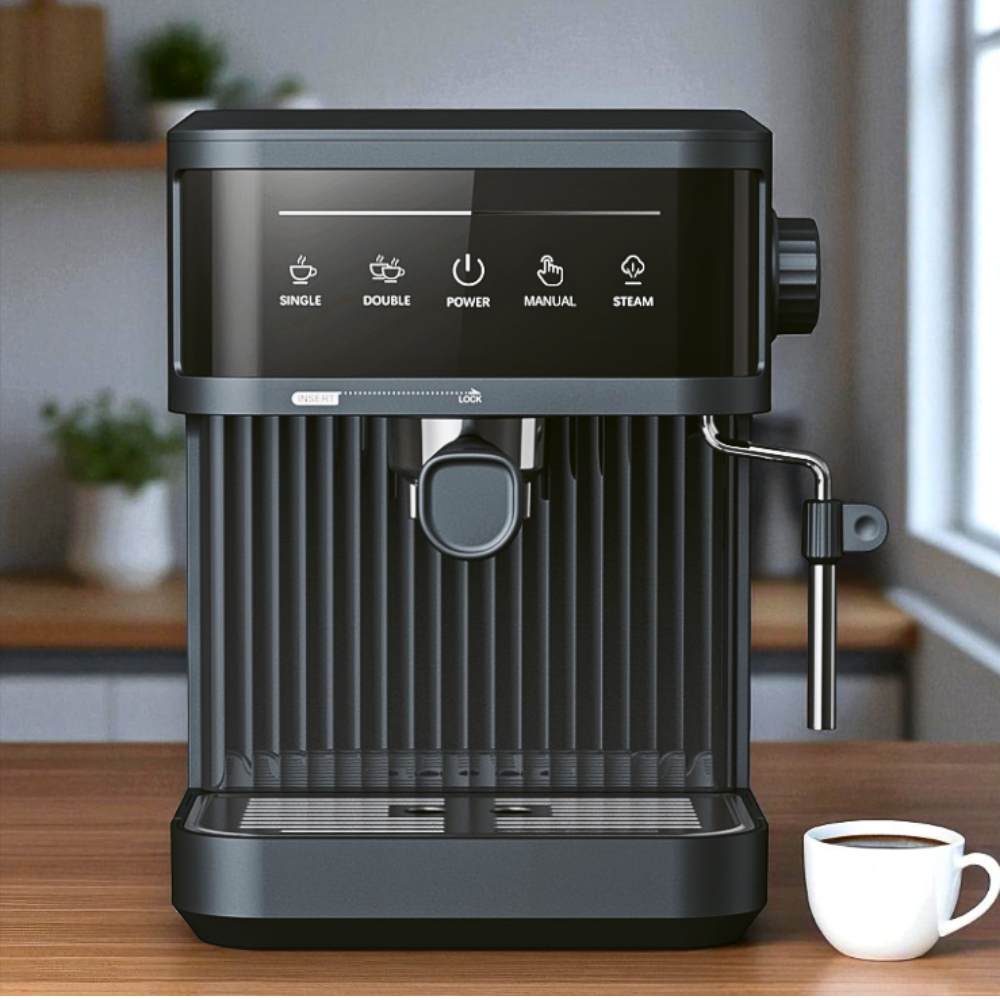 Кавомашина сенсорна Crownberg 1200 W Домашня еспресо-машина з капучинатором Ріжкова кавоварка 20 Bar, фото 1