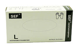 Рукавички одноразові нітрилові - SEF Nitrile Gloves L 200 шт. чорний SEF039 (502)