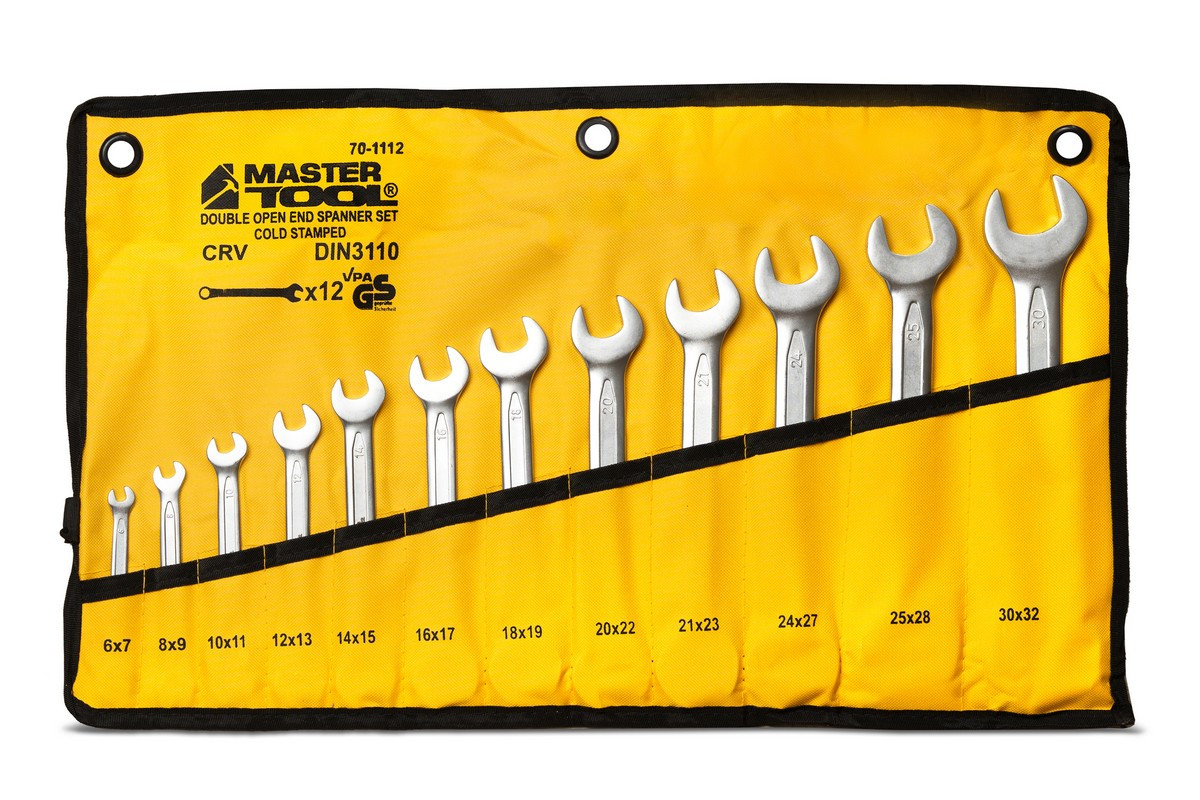 Ключі ріжкові MASTERTOOL PROFI COLD STAMPED набір 12 шт (6х7-30х32 мм) CrV DIN3110 70-1112, фото 1