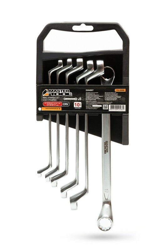 Ключі накидні MASTERTOOL COLD STAMPED набір 6 шт (6х7-16х17 мм) CrV DIN897 72-3206, фото 1