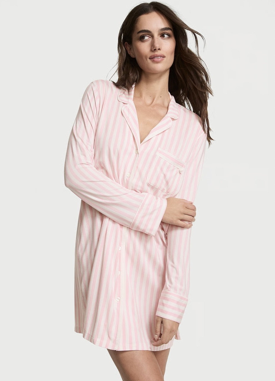 Сорочка з модалу в рожеву смужку Victoria’s Secret, оригінал, фото 1