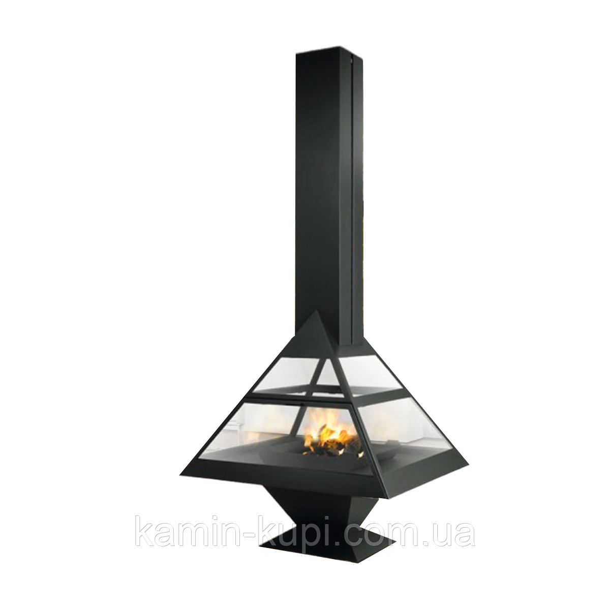 Трикутний дров'яний камін центральний острівний Traforart Admeto Central, фото 1