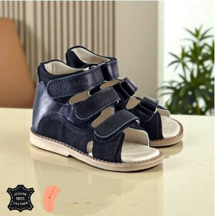 Дитячі рожеві ортопедичні шкіряні антиварусні босоніжки на липучках 27 розмір, фото 1