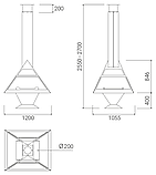 Трикутний дров'яний камін центральний острівний Traforart Admeto Central, фото 4