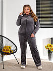 Жіночий велюровий костюм 3-ка NOBILITAS 42-54 графітового кольору, фото 2